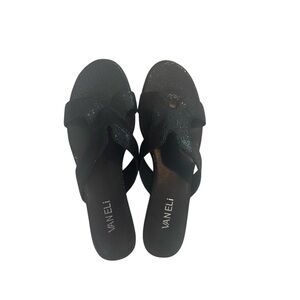 Vaneli Black Snakeskin Sandals, Size 8